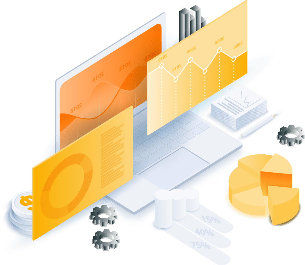Laptop with revenue charts