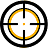 DX-ROI A black and yellow bullseye target with a central dot, surrounded by concentric circles and crosshairs.