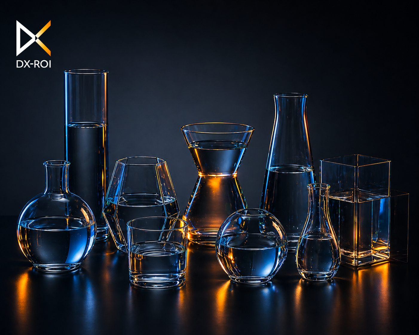 Vases filled with water